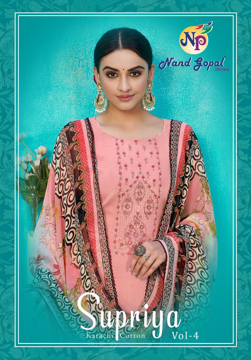 Nand Gopal Supriya Vol 4 Pure Cotton Festive Wear Salwar Suits With Karachi Prints