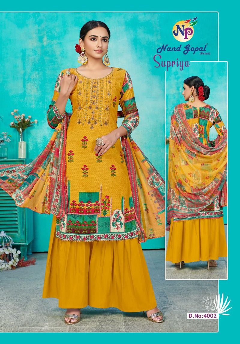 Nand Gopal Supriya Vol 4 Pure Cotton Festive Wear Salwar Suits With Karachi Prints