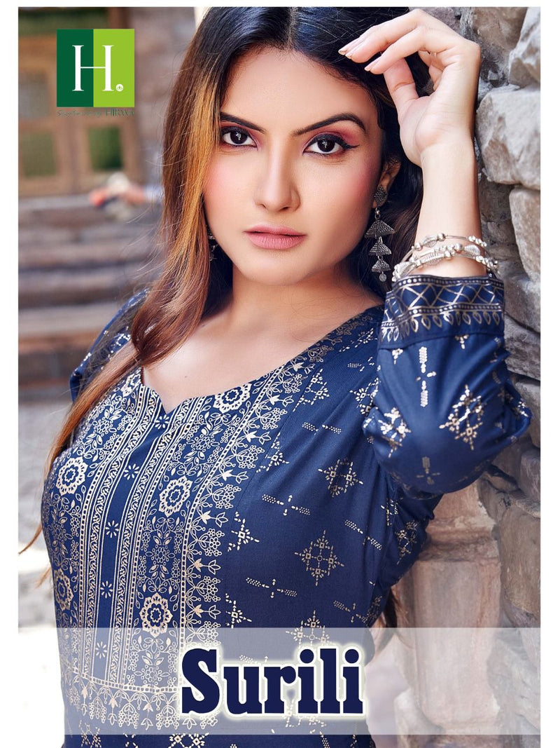 Hirwa Surili Rayon With Heavy Beautiful Work Stylish Designer Fancy Long Gown