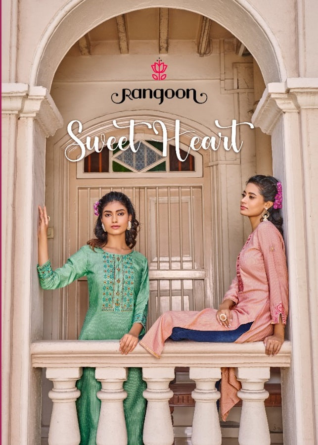 Rangoon Sweet Heart Lining Cotton Designer Fancy Party Wear Kurtis