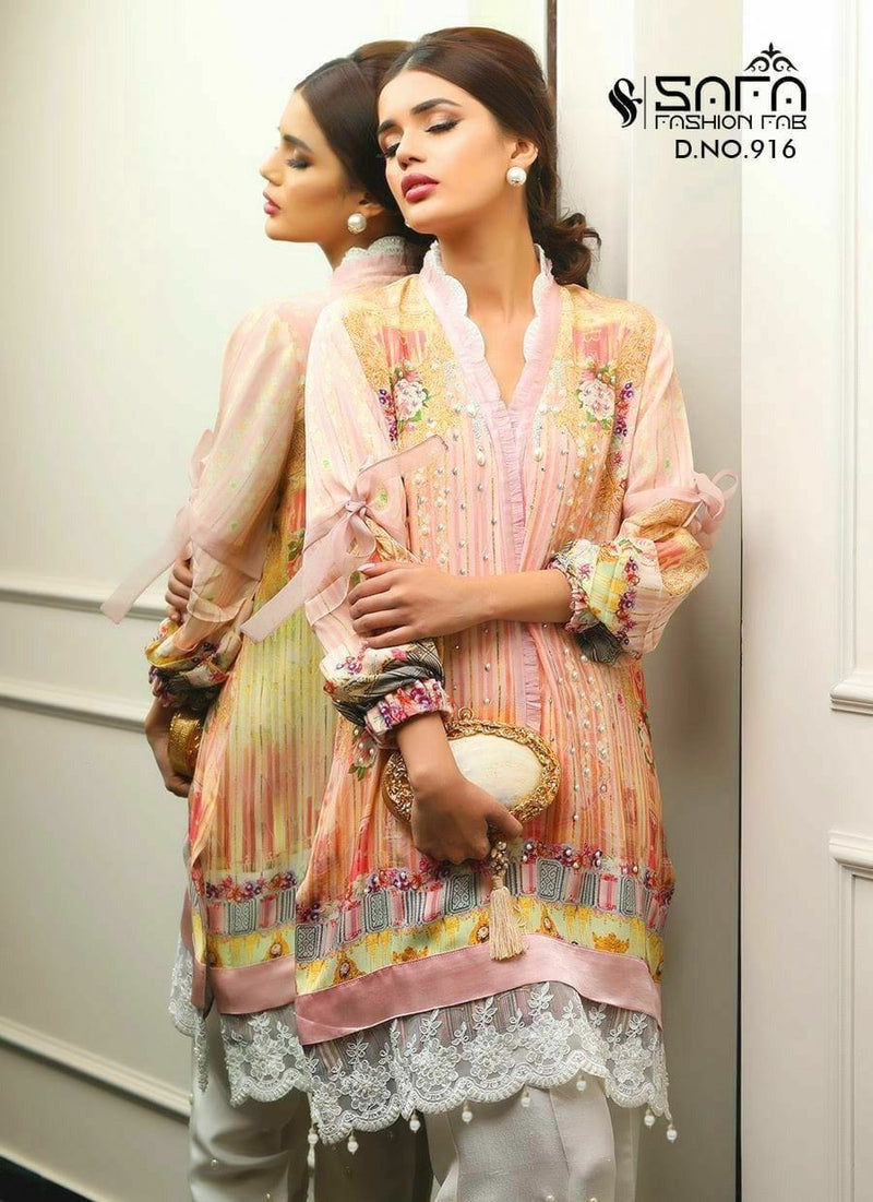 Safa Fashion Launch By D No 916 Maslin Digital Printed Exclusive Designer Fancy Kurtis Single Collection