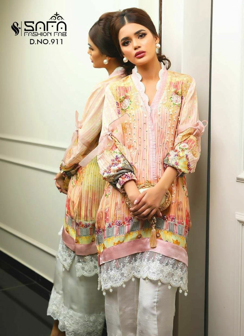 Safa Fashion Present By D No 911 Maslin Digital Printed Exclusive Designer Fancy Kurtis Single Collection