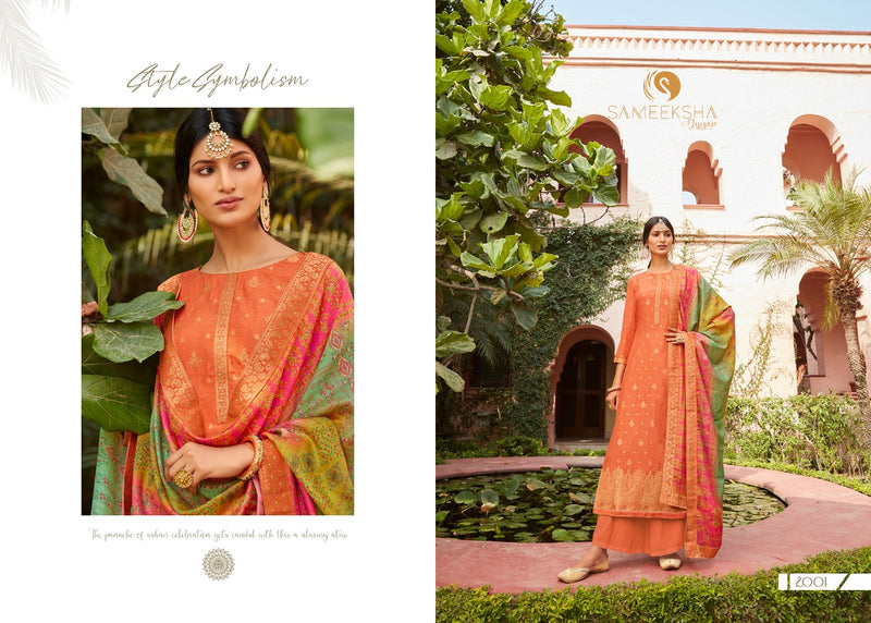 Sameeksha Designer Presents Mandakini Dola Jacquard Withj Fancy Work Designer Salwar Suits