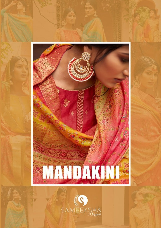 Sameeksha Designer Presents Mandakini Dola Jacquard Withj Fancy Work Designer Salwar Suits