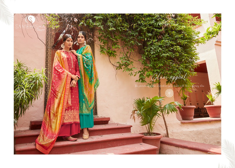 Sameeksha Designer Presents Mandakini Dola Jacquard Withj Fancy Work Designer Salwar Suits