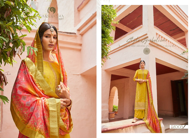 Sameeksha Designer Presents Mandakini Dola Jacquard Withj Fancy Work Designer Salwar Suits