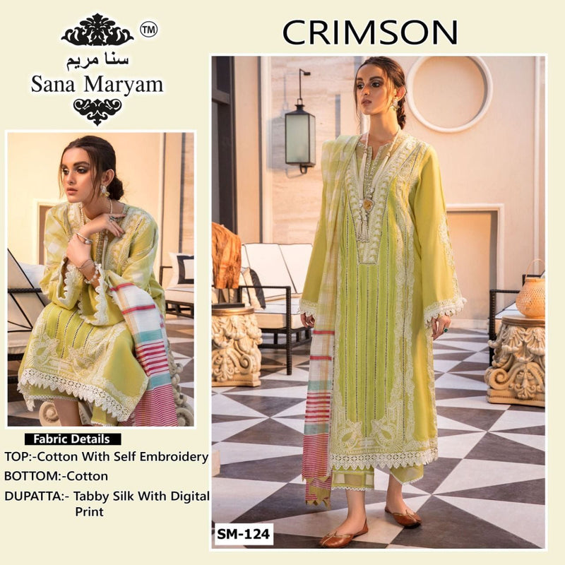 Sana Maryum Crimson Sm 24 Cotton With Self Embroidered Work Salwar Suit