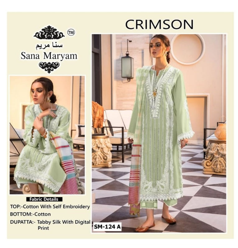 Sana Maryum Crimson Sm 24 Cotton With Self Embroidered Work Salwar Suit
