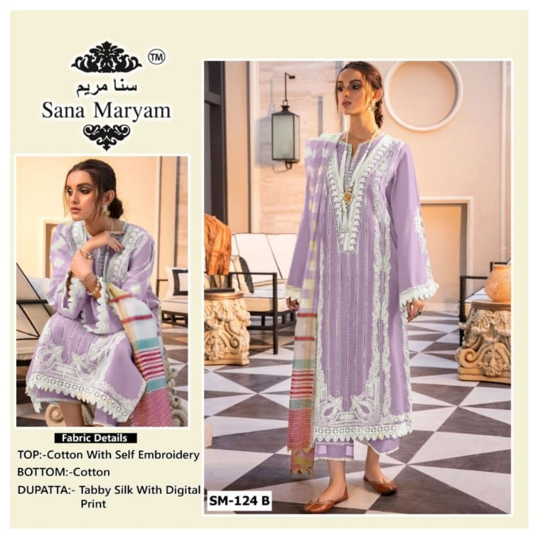 Sana Maryum Crimson Sm 24 Cotton With Self Embroidered Work Salwar Suit