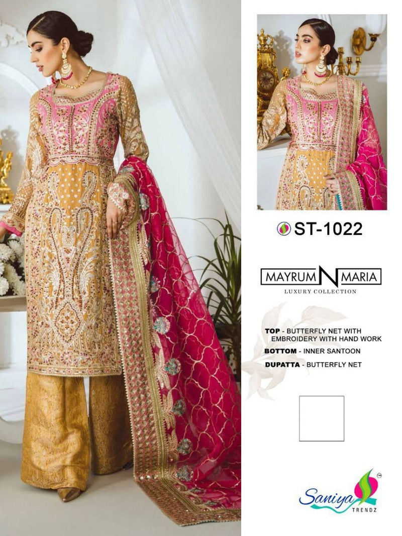 Saniya Trendz Mayrum N Maria Butterfly Net Embroidered Work Salwar Kameez