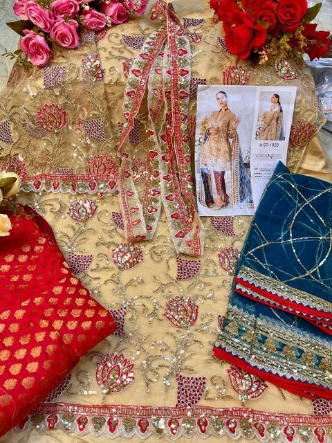 Saniya Trendz Mayrum N Maria Butterfly Net Embroidered Work Salwar Kameez