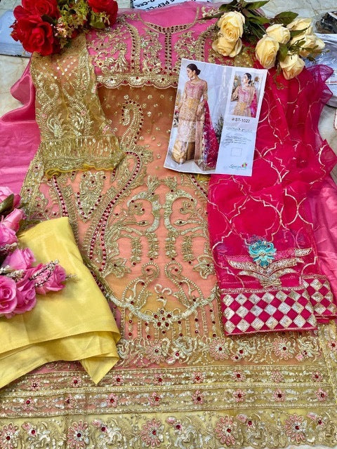Saniya Trendz Mayrum N Maria Butterfly Net Embroidered Work Salwar Kameez