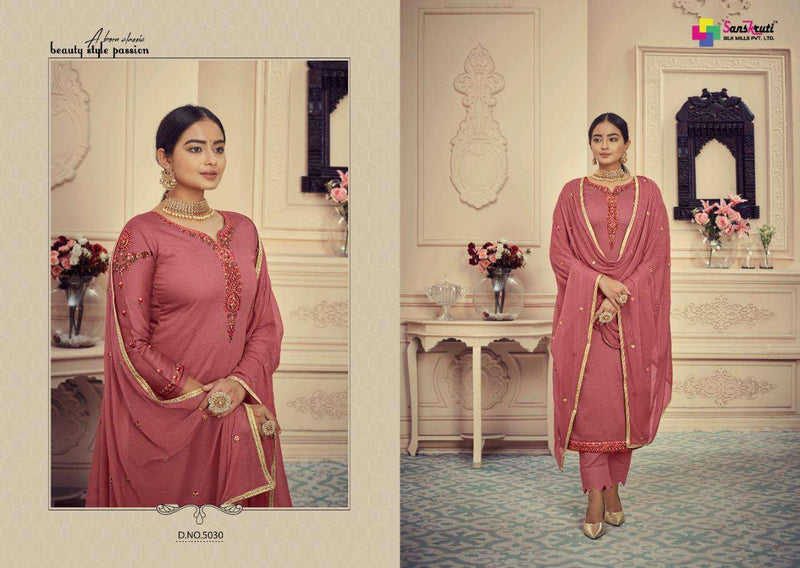 Sanskruti Avsar Jam Silk Heavy Embroidery And Slave Work Salwar Kameez