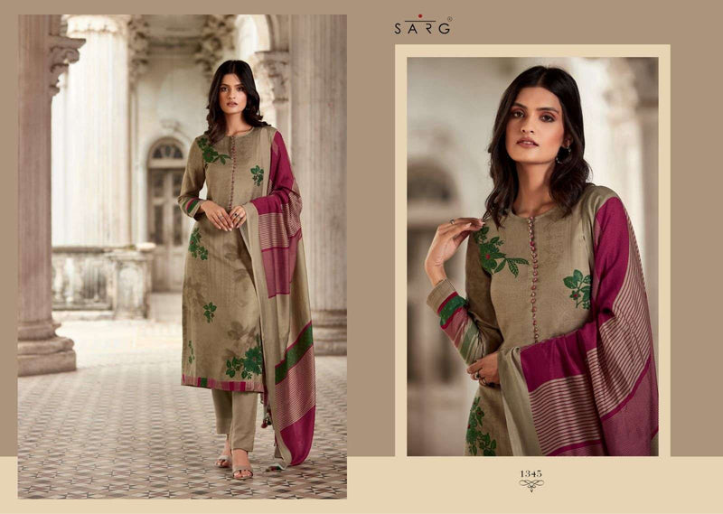 Sarg Aromatic Meadow Twill Digital Print Handwork Stylish Wear Salwar Kameez