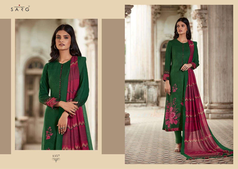 Sarg Aromatic Meadow Twill Digital Print Handwork Stylish Wear Salwar Kameez