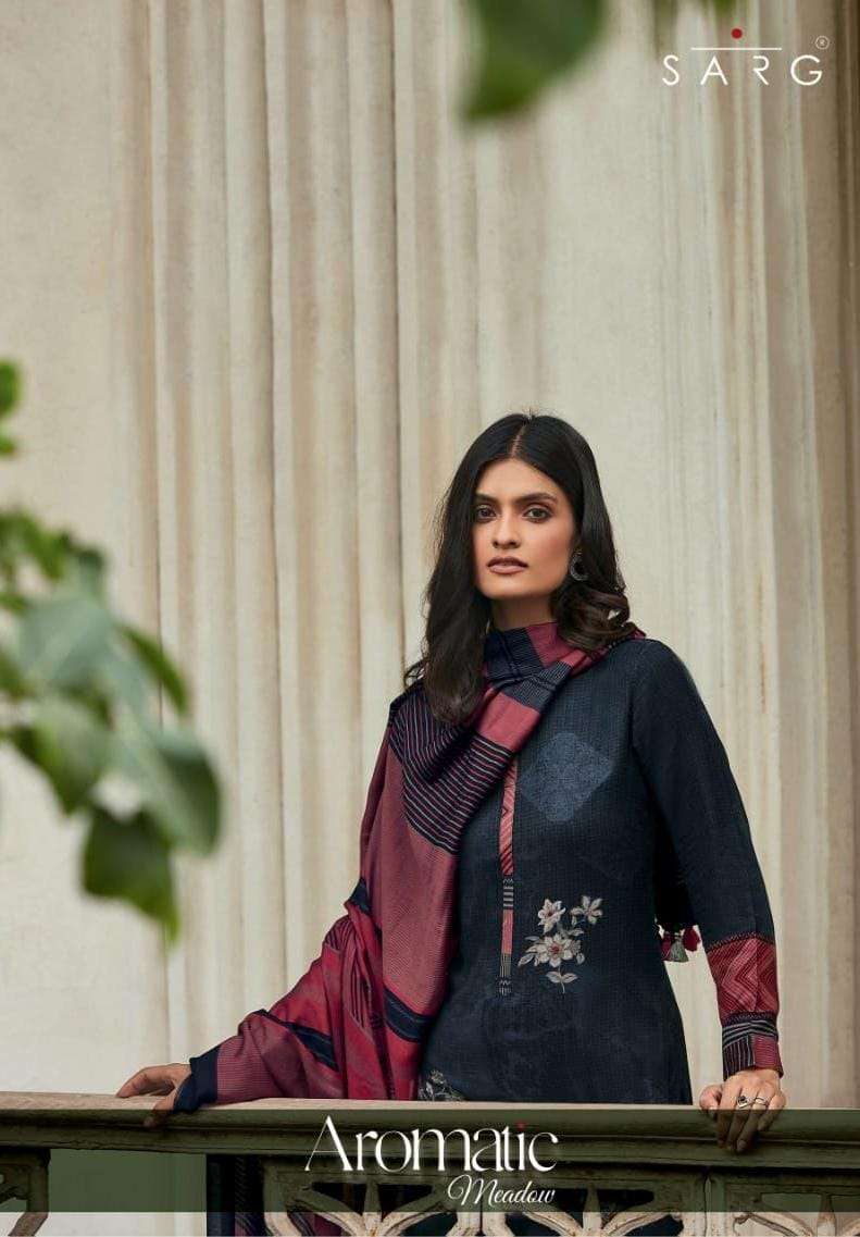 Sarg Aromatic Meadow Twill Digital Print Handwork Stylish Wear Salwar Kameez