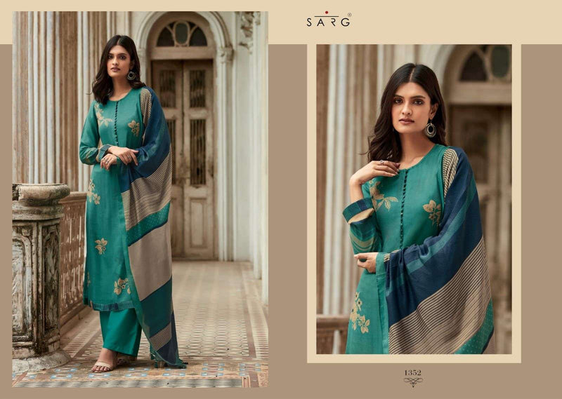 Sarg Aromatic Meadow Twill Digital Print Handwork Stylish Wear Salwar Kameez