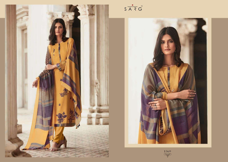Sarg Aromatic Meadow Twill Digital Print Handwork Stylish Wear Salwar Kameez