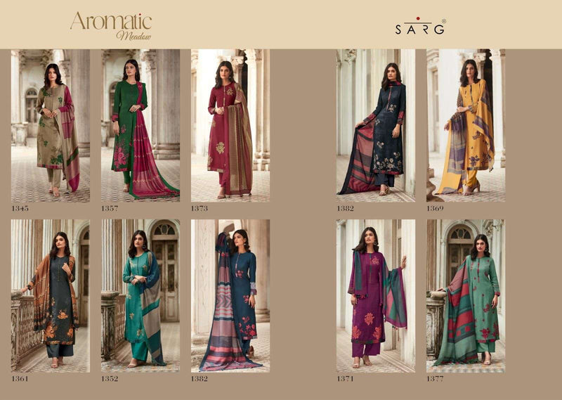 Sarg Aromatic Meadow Twill Digital Print Handwork Stylish Wear Salwar Kameez