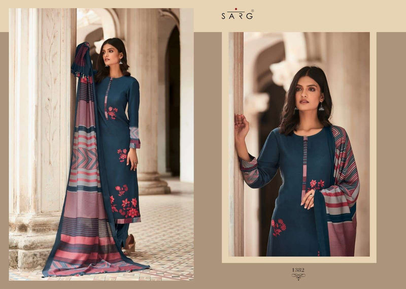 Sarg Aromatic Meadow Twill Digital Print Handwork Stylish Wear Salwar Kameez