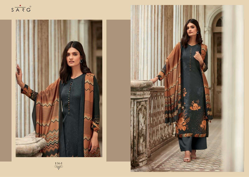 Sarg Aromatic Meadow Twill Digital Print Handwork Stylish Wear Salwar Kameez
