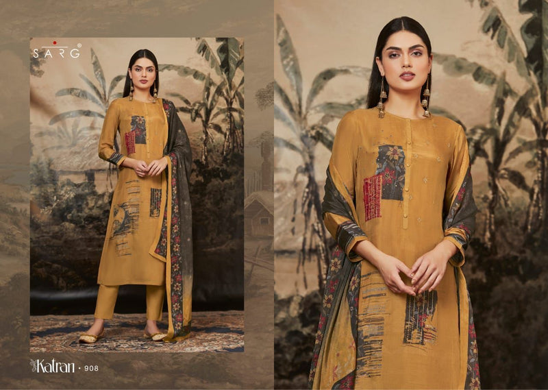 Sarg Katran Cachmiri Silk Digital Print Handwork Stylish Designer Salwar Suit
