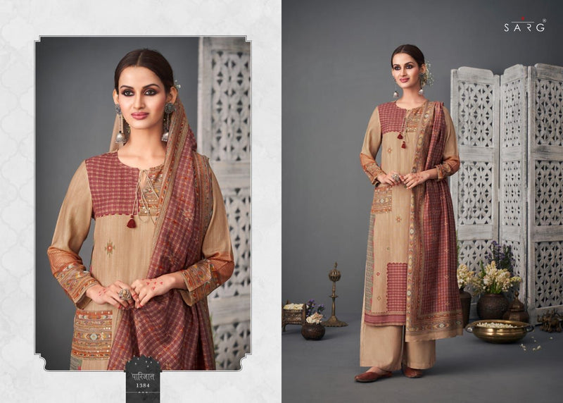 Sarg Parijat Pashmina Digital Print With Hand Work Salwar Suit