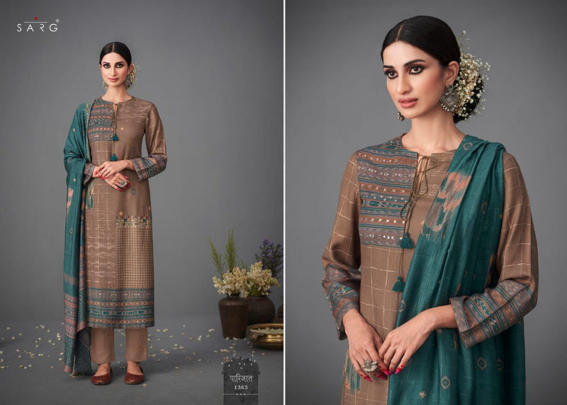 Sarg Parijat Pashmina Digital Print With Hand Work Salwar Suit
