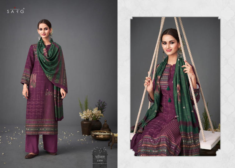 Sarg Parijat Pashmina Digital Print With Hand Work Salwar Suit