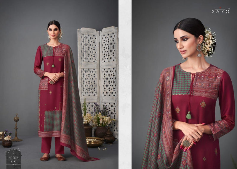 Sarg Parijat Pashmina Digital Print With Hand Work Salwar Suit
