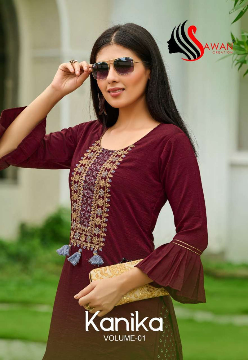 Sawan Textiles Kanika Vol 1 Chinon Muslin Fency Kurti