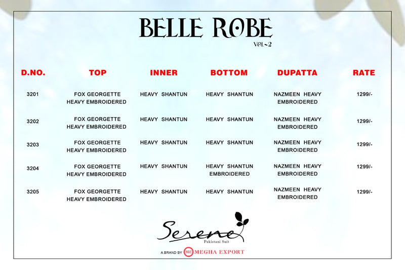 Serene Belle Rose Vol 2 Faux Georgette Heavy Embroidered Work Salwar Kameez