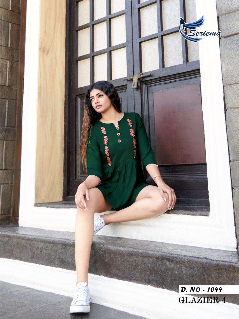 Seriema Glazier Vol 4 Heavy Rayon With Stylish Embroidery Work Kurti