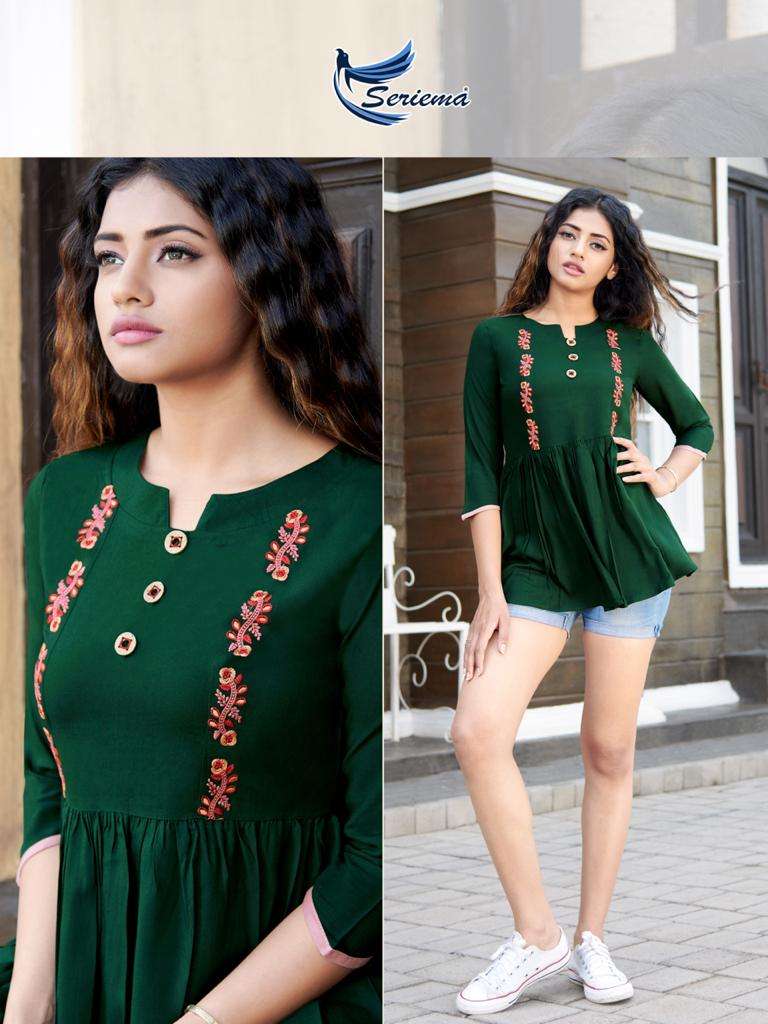 Seriema Glazier Vol 4 Heavy Rayon With Stylish Embroidery Work Kurti