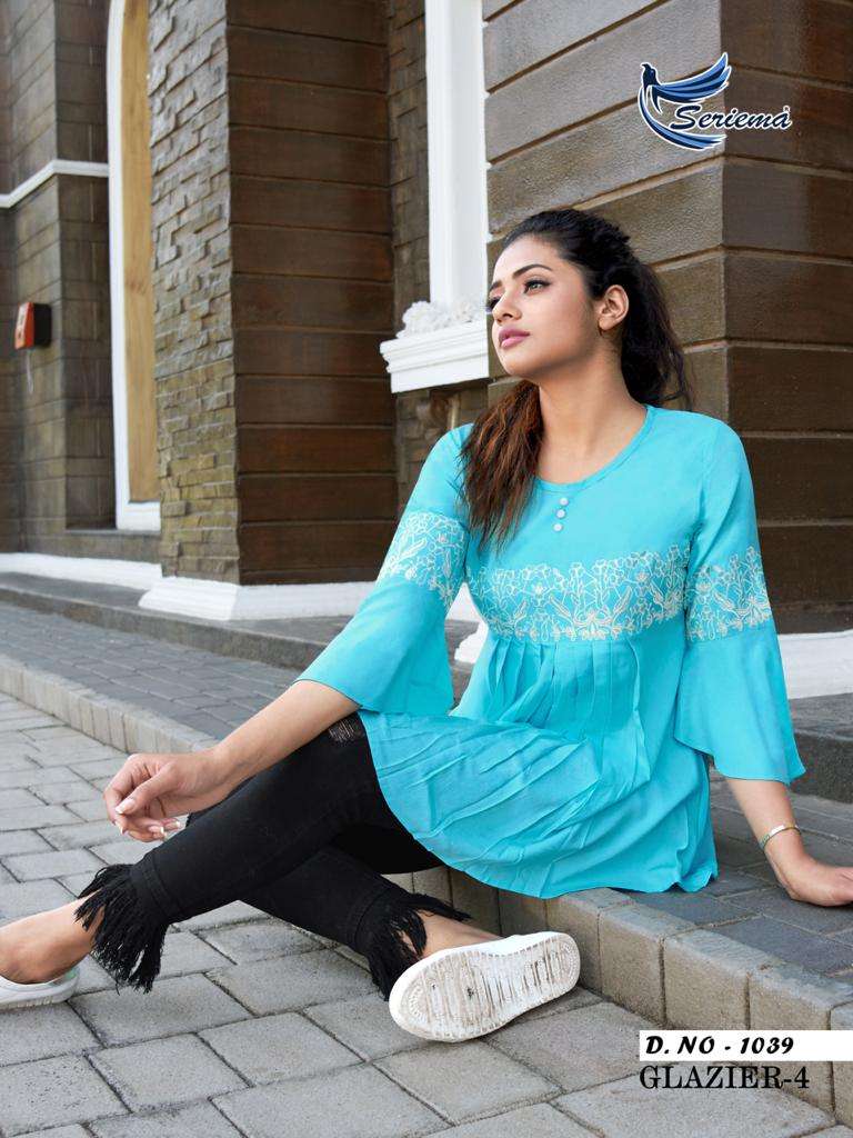 Seriema Glazier Vol 4 Heavy Rayon With Stylish Embroidery Work Kurti