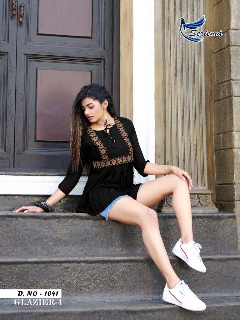 Seriema Glazier Vol 4 Heavy Rayon With Stylish Embroidery Work Kurti