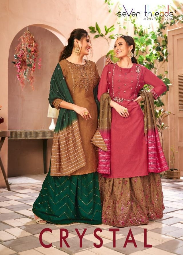 Seven Threads Crystal Italian Viscose Silk Fancy Salwar Suit