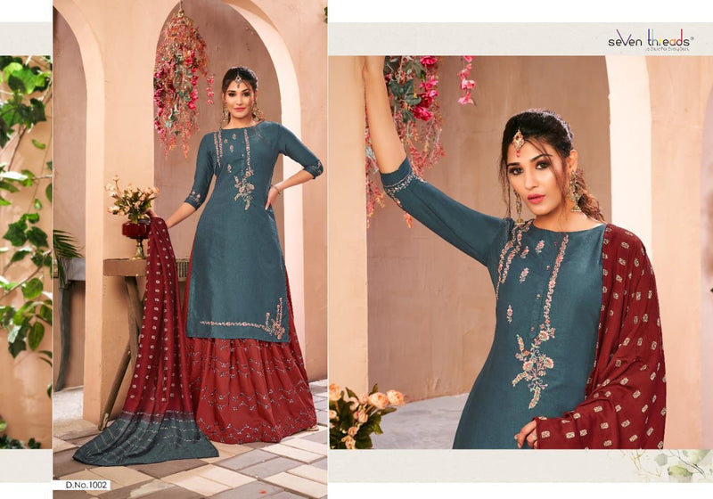 Seven Threads Crystal Italian Viscose Silk Fancy Salwar Suit
