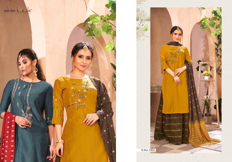 Seven Threads Crystal Italian Viscose Silk Fancy Salwar Suit