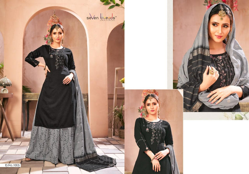 Seven Threads Crystal Italian Viscose Silk Fancy Salwar Suit
