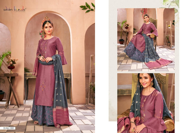 Seven Threads Crystal Italian Viscose Silk Fancy Salwar Suit
