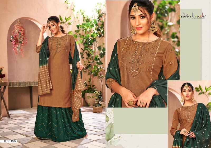 Seven Threads Crystal Italian Viscose Silk Fancy Salwar Suit