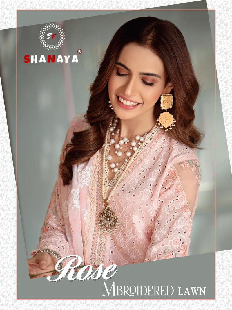 Shanaya Fashion Rose Mbroidered Lawn Stylish Partywear Designer Salwar Kameez