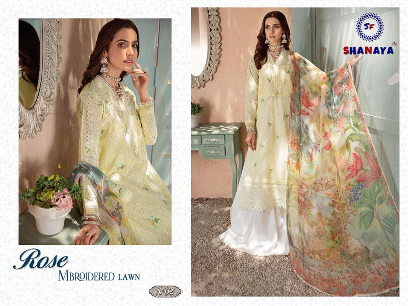 Shanaya Fashion Rose Mbroidered Lawn Stylish Partywear Designer Salwar Kameez