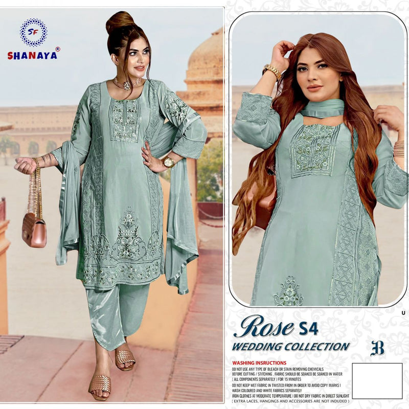 Shanaya Fashion Rose S4 Heavy Fox Georgette Embroidery Handwork Pakistani Suit
