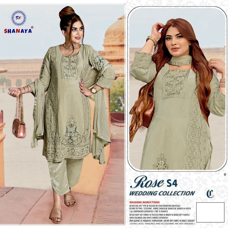 Shanaya Fashion Rose S4 Heavy Fox Georgette Embroidery Handwork Pakistani Suit