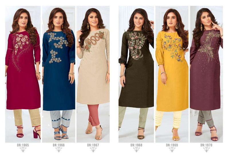 Shaukeen Vol 4 By Anju Fab Bemberg Silk With Neck Work Casual Wear Fancy Readymade Kurtis