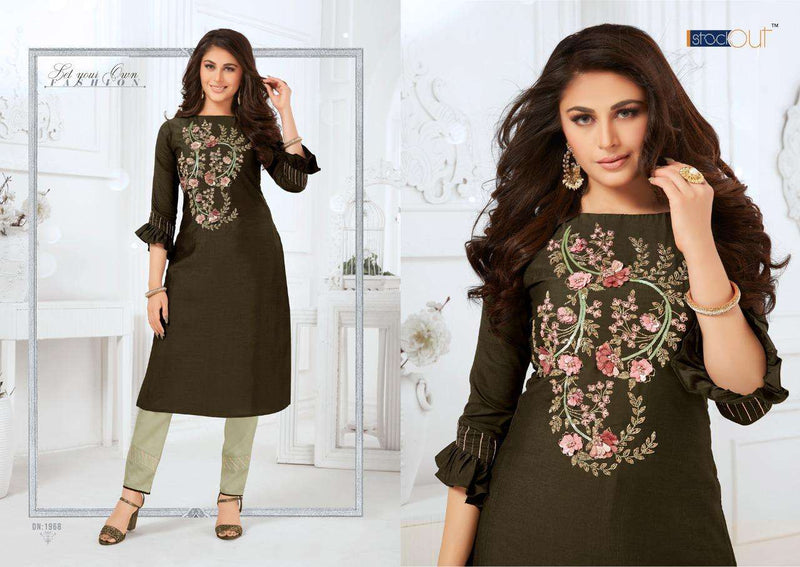 Shaukeen Vol 4 By Anju Fab Bemberg Silk With Neck Work Casual Wear Fancy Readymade Kurtis