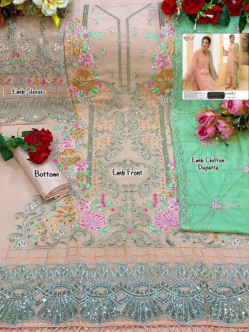 Shenyl Fab Adan Libas Vol 7 Fox Goegette Heavy Embroidery Work Pakistani Suit