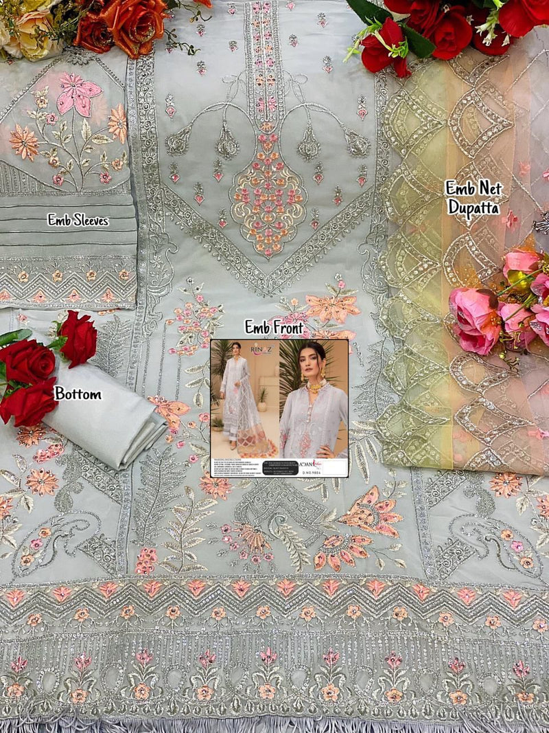 Shenyl Fab Adan Libas Vol 7 Fox Goegette Heavy Embroidery Work Pakistani Suit